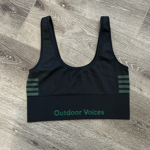 Outdoor Voices M Seamless Smooth Longline Bra in Black/Evergreen - Picture 3 of 3